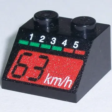 Brick Sloped 45° 2 x 2 with Tachometer and a Red '63 km/h' Print