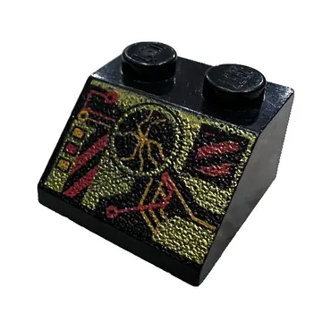 Brick Sloped 45° 2 x 2 with RoboForce Gold and Red Display and Circuitry Print