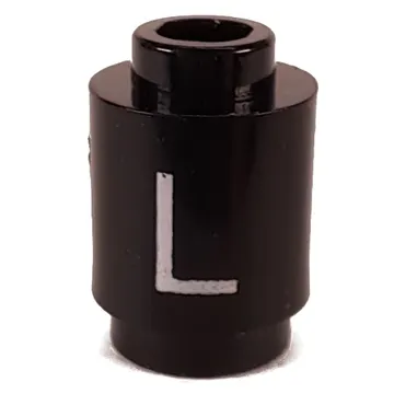 Brick Round 1 x 1 Open Stud with Letter 'L' Print