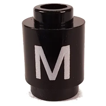 Brick Round 1 x 1 Open Stud with Letter 'M' Print
