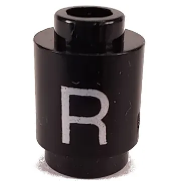 Brick Round 1 x 1 Open Stud with Letter 'R' Print