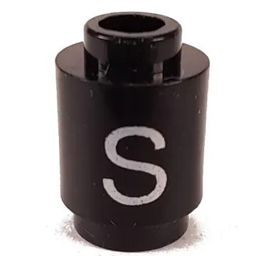 Brick Round 1 x 1 Open Stud with Letter 'S' Print