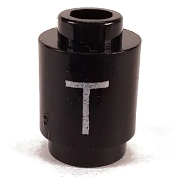 Brick Round 1 x 1 Open Stud with Letter 'T' Print