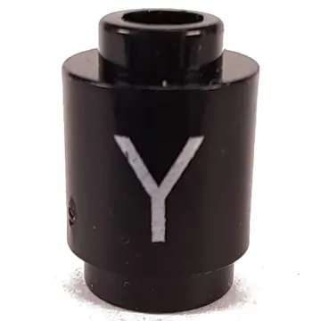 Brick Round 1 x 1 Open Stud with Letter 'Y' Print