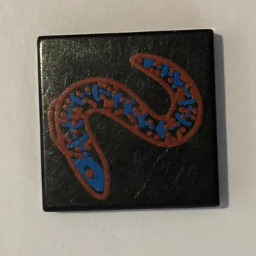 Tile 2 x 2 with Blue and Red Eel Print