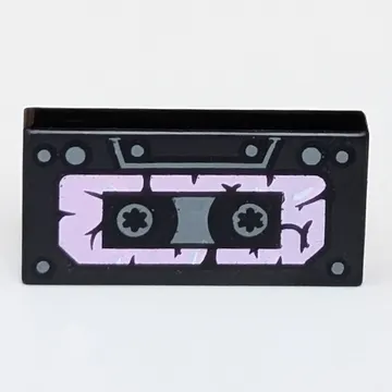 Tile 1 x 2 with Damaged Cassette Tape print