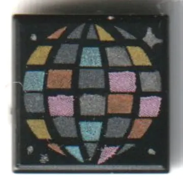 Tile 1 x 1 with Multi-Colored Disco Ball print