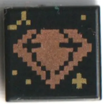 Tile 1 x 1 with Pixelated Metal Pink Diamond, Gold Stars print