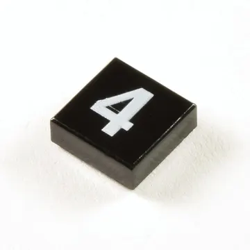 Tile 1 x 1 with White '4' Print