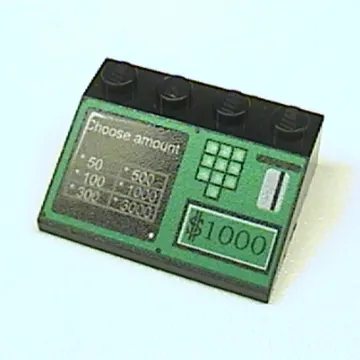 Brick Sloped 33° 3 x 4 with ATM Bank Machine Print