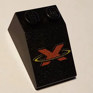 Brick Sloped 33° 3 x 2 with Red X and Yellow Circle Print