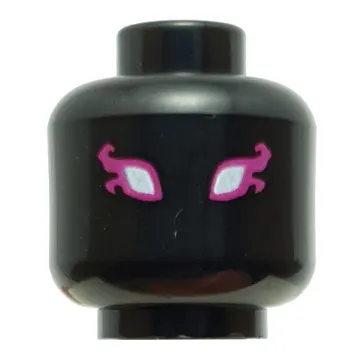 Minifig Head Mister F, White Eyes, Magenta Eyeshadow with Flames print