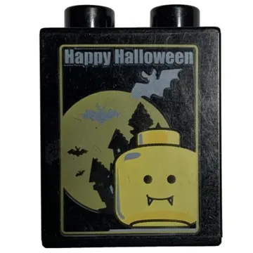Duplo Brick 1 x 2 x 2 with Halloween 2005 Happy Halloween and Vampire Print