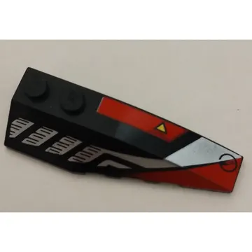Brick Wedged, Curved 6 x 2 Right with Sleek Silver and Red Print