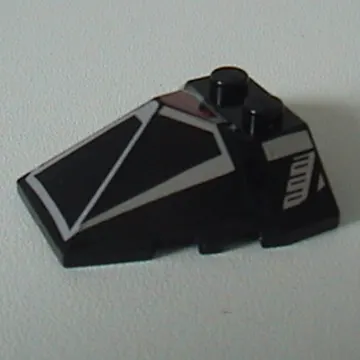 Brick Wedged, Sloped 4 x 4 Pyramid Center with Red / Silver Print