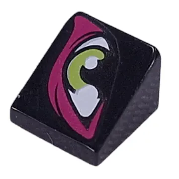 Brick Sloped 30° 1 x 1 x 2/3 with Olive Green/White Eye, Dark Purple Outline print