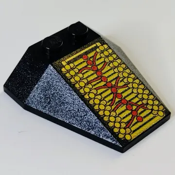 Brick Wedged, Sloped 4 x 4 Triple, No Stud Notches with Metallic Roboforce Print
