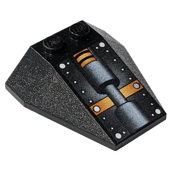 Brick Wedged, Sloped 4 x 4 Triple, No Stud Notches with White Dots and Hydraulic Print (Stingray Engine)