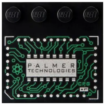 Plate Special 4 x 4 with Studs on One Edge and Integrated Circuits and 'PALMER TECHNOLOGIES' print