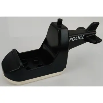 Duplo Helicopter Body without Skids with White Base and 'POLICE' Print