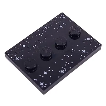 Plate Special 3 x 4 with 1 x 4 Center Studs and Silver Stars Print