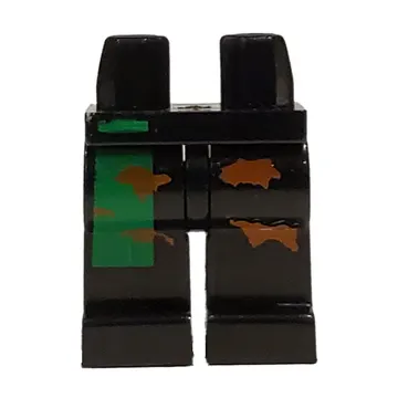 Hips and Black Legs with Green Stripe and Brown Camouflage Spots Print