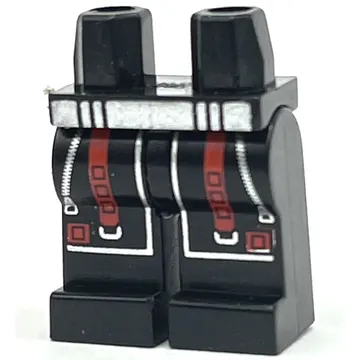 Hips and Black Legs with Silver Zippers and Red Straps Print