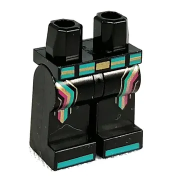 Hips and Black Legs with Dark Turquoise Belt, Gold/Magenta Stripes print