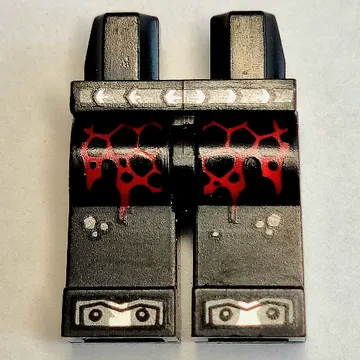 Hips and Black Legs with Silver Belt, Dark Red Scales, Plates with Rivets Toes Print