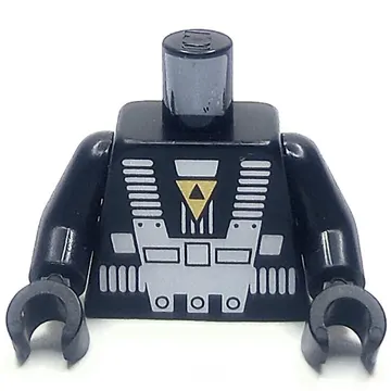 Torso, Classic Blacktron Re-issue, White Space Suit, Gold Triangle, Black Arms and Hands