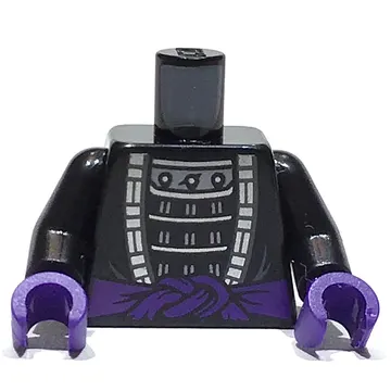 Torso Robe, Open over Dark Bluish Gray Armour, Dark Purple Belt print, Black Arms, Dark Purple Hands