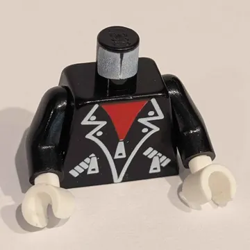 Torso, Jacket, White Zippers, Trim, Red Shirt print, Black Arms, White Hands