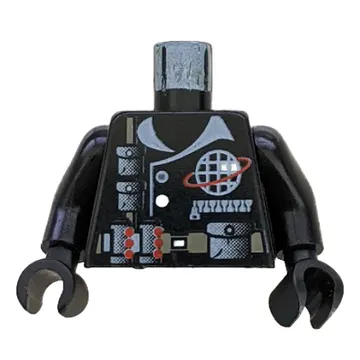 Torso Jacket with Alpha Team Logo, Utility Belt and Pouches Print, Black Arms and Hands