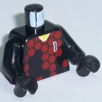 Torso Soccer Goalie Red Hexagons and '1' Print, Black Arms and Hands