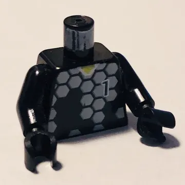 Torso Soccer Goalie Gray Hexagons and '1' Print, Black Arms and Hands