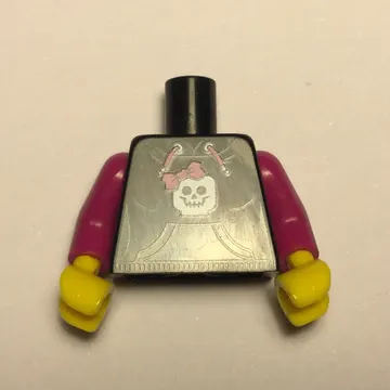 Torso Hoodie with Pocket, Drawstring and Minifig Skull Print, Magenta Arms, Yellow Hands - Back print