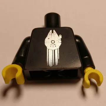 Torso with Silver Millennium Falcon Print (VIP), Black Arms, Yellow Hands