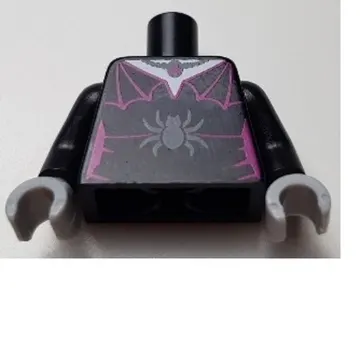 Torso Dress with Magenta Webbed Shoulders, and Dark Bluish Gray Spider Print, Black Arms, Light Bluish Gray Hands
