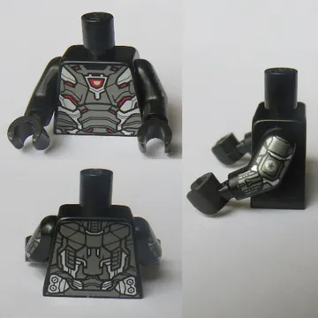 Torso Armor, Red, Silver Plates with Dark Red Detailing, Red and White Arc Reactor Print (War Machine), Black Arms and Hands with Armor Print