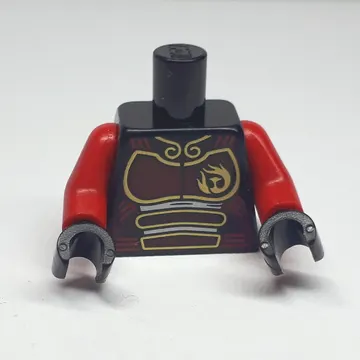Torso Armor, Dark Red with Gold Striping, Red Arms, Black Hands