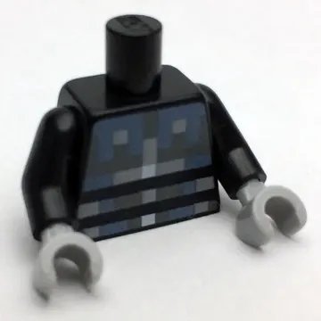 Torso Pixelated Light Bluish Gray, Sand Blue and Silver Armor Print, Black Arms, Light Bluish Gray Hands