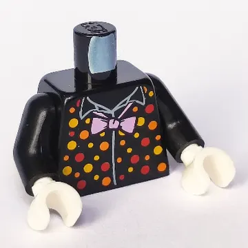 Torso Shirt, Orange and Yellow and Red Dots, Bright Pink Bow Tie Print, Black Arms, White Hands