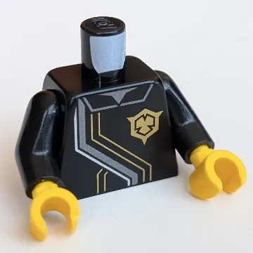 Torso Robe, Gold Shuriken Print, Black Arms, Yellow Hands