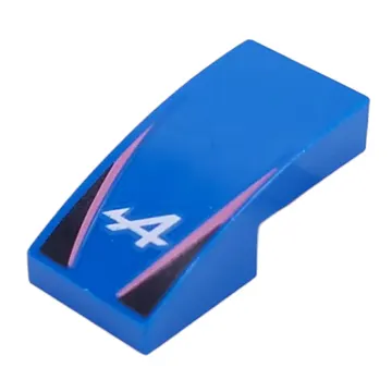 Brick Curved 2 x 1 No Studs with White 'A', Dark Pink Lines, Black Triangles print