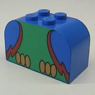 Brick Curved 2 x 4 x 2 Double with Parrot, Green Chest, Red Wings Outline Body Print