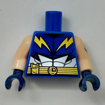 Torso Jumpsuit, Gold Lightning, Belt, White Muscles print, Light Nougat Arms, Dark Blue Hands