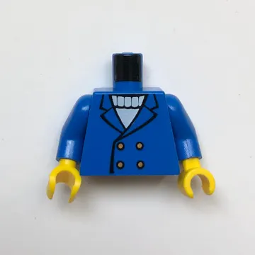 Torso Jacket with 4 Buttons and White Sweater Print, Blue Arms, Yellow Hands