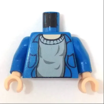 Torso Shirt, Open over Sweater Print, Blue Arms, Light Nougat Hands