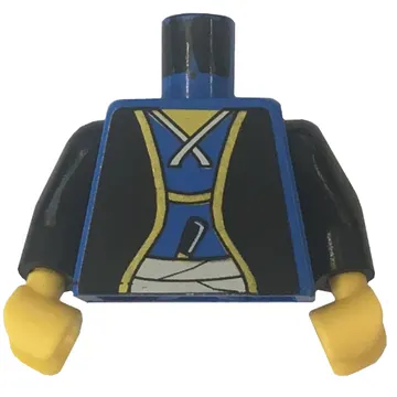 Torso Samurai Robe, Sash and Dagger Print (Shogun), Black Arms, Yellow Hands