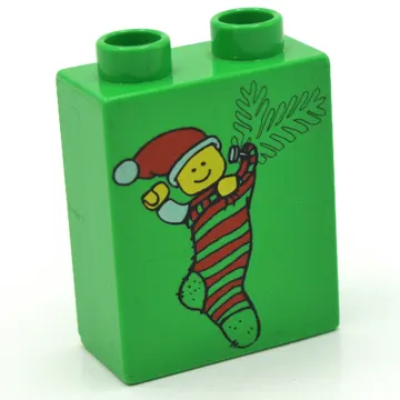 Duplo Brick 1 x 2 x 2 with Holiday Block Party 2005 Print